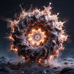 a fractal warp core made of slime exploding