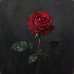 turner, j. m. w and michal karcz grunge gothic oil landscape painting of a red rose, dark art