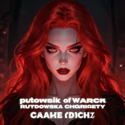 princess of darkness, style of rutkowski, artgerm comic, piercing eyes, long glowing red hair, cinematic, highly detailed, award winning