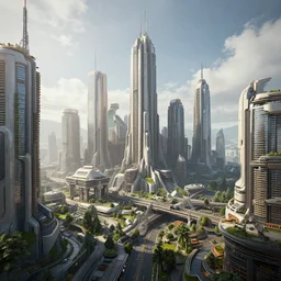 a sci-fi city from the future, high detail, realistic, concept art , unreal engine, rendered