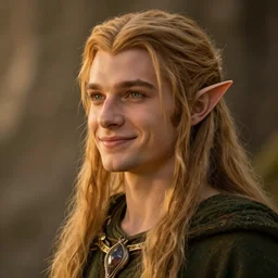 beautiful character design of an elven druid, slight smile, sideview, d&d, warm lighting, symmetrical face, subtle vibrancy, Lord of the Rings, HD, detailed