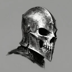 crow skull knight helmet, headshot, side elevation, grimdark, fantasy, dark souls, b & w, concept art
