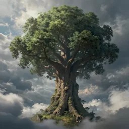 tall yggdrasil, tall tree, fantasy art, warhammer fantasy setting, clouds detailed, digital art, wallpaper, fantastically beautiful, artstation, 8 k