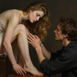 a man tickles a woman baresoles