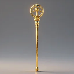 rpg item render, a single egyptian gold staff, ancient symbols, bright, Unreal 5, DAZ, hyperrealistic, octane render, dynamic lighting