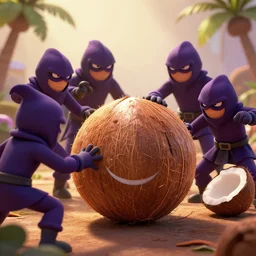 make good canon ball, up against the thieves, coconut, coconut, cartoon, cartoon, highly detailed vfx, cinematic, volumetric lighting,
