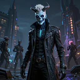 punk grim reaper, hyper detailed, bioluminescent, background fortress, digital art, trending in artstation, cinematic lighting, studio quality, smooth render, unreal engine 5 rendered, octane rendered, art style by klimt and nixeu and ian sprigger and archan nair, jack kirby and simon bisley, physically based rendering