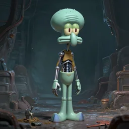 biomechanical squidward by ai hr giger, lovecraft, highly detailed, concept art