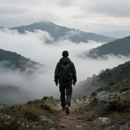 cursed e. t wandering trough the mountains looking at the clouds very detailed focused photography cinematic lighting, sun and shadows, taken by martin parr, colour photo kodachrome