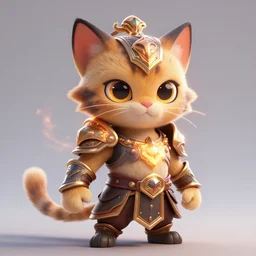 super cute fantasy cat warrior 3D concept art by gediminas Pranckevicius and todd mcfarlane, anthropomorphic, glowing effect, ornate, dynamic, centered, sharp focus, beautiful detailed, face very realistic, Game Art!!, hyper detailed, no background, cartoon, cinematic, raytrace, Trend on artstation, C4D