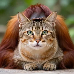 a feline cat - orangutan - hybrid, animal photography, felidae, pet