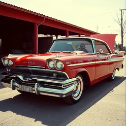 annie leibovitz color photoshoot of the demon posed car christine, the 1 9 5 8 red plymouth fury