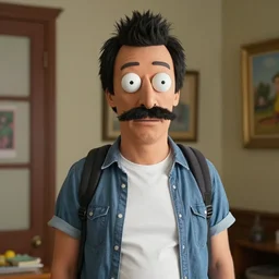 film still of bob odenkirk dressed up as bob from bob's burgers, realistic, hyperrealistic, ultra realistic, real, real world, highly detailed, very detailed, extremely detailed, intricate details, 8 k resolution, hd quality