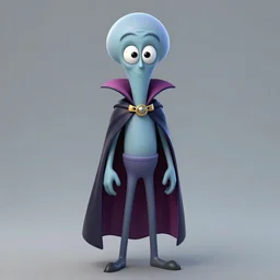 a cartoon character with a vampire squid head and cape that is tall and thin with color inspiration from the Portuguese man o war jellyfish character design sheets that focuses on an ocean setting with help from lead artist Andy Suriano for rise of the teenage mutant ninja turtles on nickelodeon using artistic cues from lead character designer for ratchet and clank rift in time and hazbin hotel by Vivienne medrano