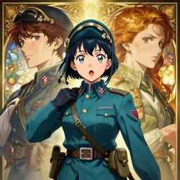 symmetry!! anime girl wwi pilot portrait, surprised, wearing teal uniform, highly detailed, anime, dynamic lighting, digital art, digital painting, artstation, wlop, gil elvgren, sharp focus, illustration, art by artgerm and greg rutkowski and alphonse mucha, 8 k