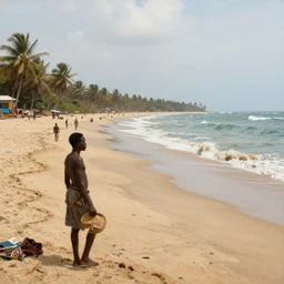 history painting of a beach in lagos nigeria