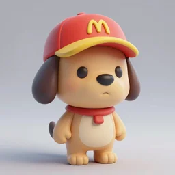 a cartoon dog with a red and yellow hat, an ambient occlusion render by nicomachus of thebes, polycount contest winner, lyco art, rendered in maya, ambient occlusion, hd mod
