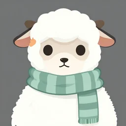 sheep fursona wearing a striped scarf. clean cel shaded vector art. minimalist illustration art by lois van baarle, artgerm, helen huang, by makoto shinkai and ilya kuvshinov, rossdraws