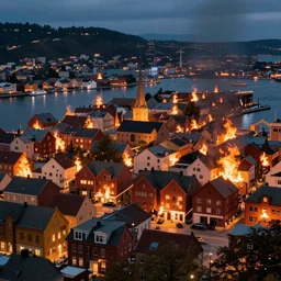 Trondheim city, but the city is on fire, cyberpunk, trending on artstation