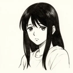 simple manga character of an anxious woman drawn by junji ito, junji ito manga character