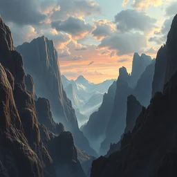 beautiful matte painting of large evil mountains and canyons, fantasy