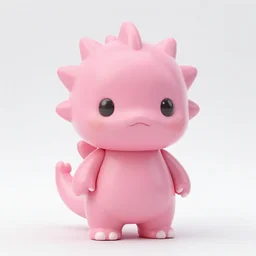 small cute chibi stylized kaiju japanese sofubi, glossy, soild pink mold, smooth texture, promo shot