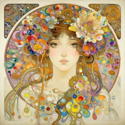 an intricate oil painting of a beautifull woman portrait surounded by hiper detailed inkdrop in water, flowers, melting colorfull wax, coloful flower petals, fluid acrilic art, colorfull, excelent composition, wide shot, by yoshitaka amano, by greg rutkowski, by alphonse mucha by jeremyg lipkinng, by rhads, by ross
