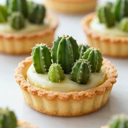 cactus flavoured tart, with prickly pears over it, food photography