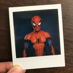 Spider-Man in red dead redemption 2 4K quality captured on a Polaroid