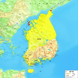 a colorful map of south korea