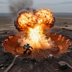 3 0 ft crater caused by robot exploding
