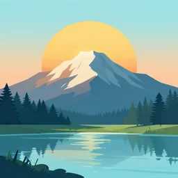 sunrise mountain water vector illustration digital art by charlie bowater trending on artstation