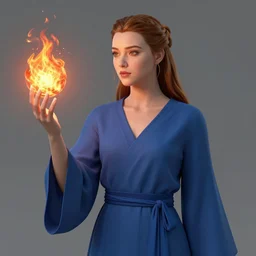 Who : a mage with a blue robe casting a fire ball ; Face and hair : Amber Heard ; Body type : Kim Kardashian ; Clothes : covering ; IMPORTANT : Clumzor comics official splash art, award winning, trending in category \'hyperdetailed\'