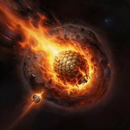 A digital painting of a meteorite containing an insect hive burning up in the atmosphere, Alien, Wayne Barlowe Greg Rutkowski Jessica Rossier