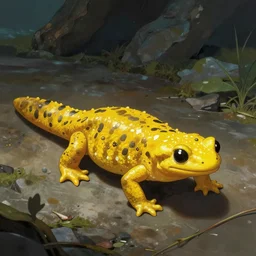 a yellow salamander drawn by don bluth
