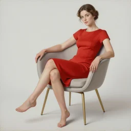 an anamorphosis painting of a woman in a red dress, sitting in a designer chair, inspired by lise deharme, albrecht durer, abstract, a level art, intricate, pop surrealism, digital poster, ornately detailed, photorealism, trending in artstation