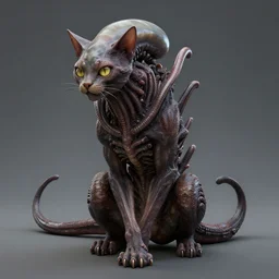 unreal engine, photorealistic cat xenomorph inspired by Giger, detailed,