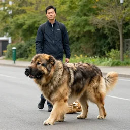 a man walking an enormous dog