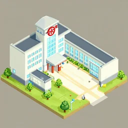 a hospital in an isometric video game
