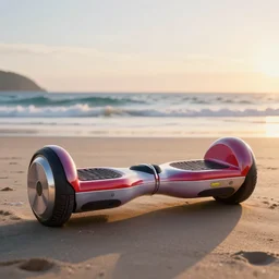 concpet art featuring a futuristic ferrari themed hoverboard sitting at the beach during sunset. fine detail. surf. this 4 k hd image is trending on artstation, featured on behance, well - rendered, extra crisp, features intricate detail, epic composition and the style of unreal engine.