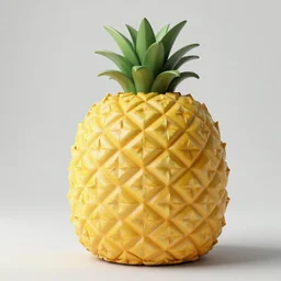 pineapple shaped sofa with a plastic texture, render, hyper realistic photo