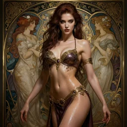 sadie sink sexy alluring russian dancer of the underworld, d & d, wet, shiny, fantasy, intricate, elegant, hyper detailed, ultra definition, photoreal, artstation, unreal engine rendered, concept art, smooth, sharp focus, illustration, art by artgerm and greg rutkowski and alphonse mucha and garis edelweiss