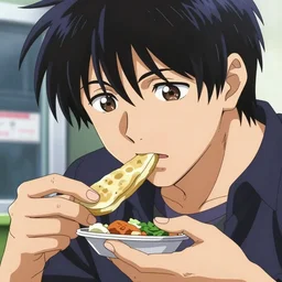 close up of takahashi ryosuke getting food at a drive - through, initial d anime, initial d anime 1 0 8 0 p, detailed anime face, initial d stage 1 1 9 9 8
