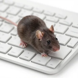 rat on computer keyboard