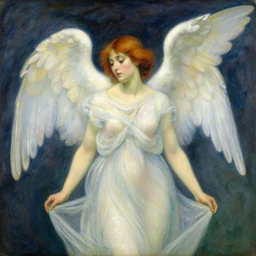angel dreaming of past life painted by odilon redon