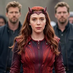 ( ( ( ( ( ( ( ( ( ( ( ( elizabeth olsen ) ) ) ) ) ) ) ) ) ) ) ) ( scarlet witch ) chris hemsworth!!!!!, portrait!!!, [ 4 k photorealism ]!!, trending on unsplash