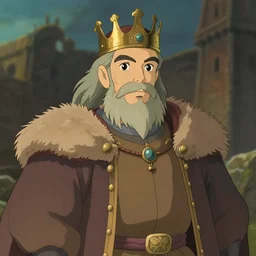 portrait of a medieval old king, art by studio ghibli, 8 k