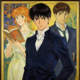 a painting in the style of masamune shirow and in the style of alphonse osbert and in the style of charles dulac. smooth, sharp focus.