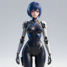 beautiful image of a human like anime girl robot in a thight plugsuit, high quality, highly detailed, 4 k, drawn by wwpgi, trending on artstation, digital art, rendered in unity 3 d