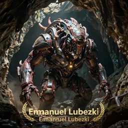 VFX movie closeup of a futuristic inhuman monster in underground cave by Emmanuel Lubezki